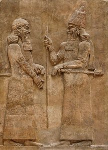Sargon II e dignitario, rilievo dal palazzo del re Sargon a Khorsabad, circa 716-713 a.C. da Assyrian