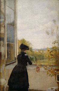 Signora alla finestra aperta