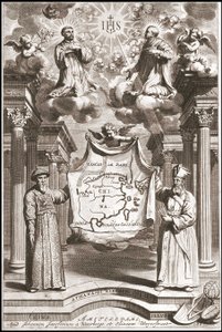Adam Schall e Matteo Ricci in costume mandarino cinese, frontespizio di "China" di Athanase Kircher da Athanasius Kircher