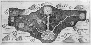 Sezione trasversale della crosta terrestre che permette ad Athanasius Kircher di dimostrare l