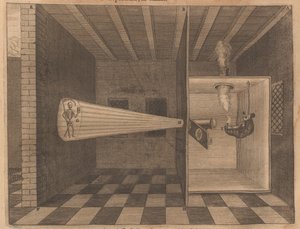 Lanterna magica che mostra la Morte da Ars Magna Lucis, 1671