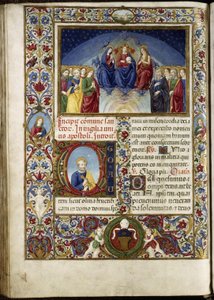 Messale di Thomas James: paradiso celeste, con una sigla raffigurante San Pietro.
