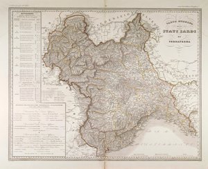 Stati Sardi sulla terraferma. Mappa di Attilio Zuccagni-Orlandini, tratta dall