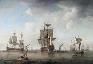 Uomini di guerra in porto da attributed to Charles Brooking