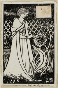 Studio decorativo: donna con girasoli da Aubrey Beardsley