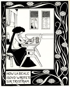 Come La Beale Isoud scrisse a Sir Tristram. Illustrazione del libro Le Morte d