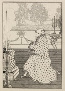 La preghiera del barone. Da "Il Ratto del Ricciolo" da un libro di cinquanta disegni da Aubrey Beardsley