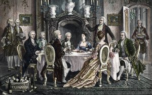 Cena a casa di Emanuel Schikaneder per Wolfgang Amadeus Mozart da August (after) Borckmann