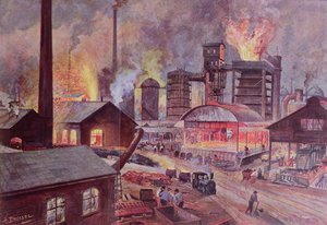 Fabbrica con altoforno, da una serie di libri su L