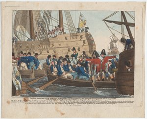 Napoleone Bonaparte come prigioniero degli inglesi viene portato dal Bellerophon al Northumberland da August Friedrich Andreas Campe