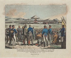 Il grande banchetto dei tre monarchi alleati a Teplitz Teplice, 2 settembre 1813