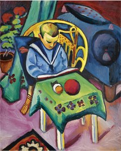 Ragazzo con libro e giocattoli, 1912 da August Macke