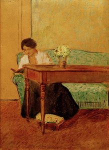 Elisabetta su un divano verde, leggendo da August Macke