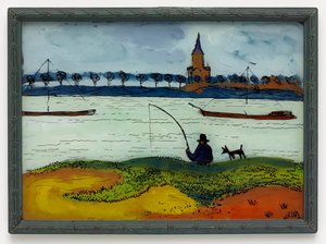 Paesaggio fluviale con pescatore da August Macke
