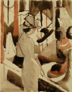 Donna davanti a un negozio di cappelli da August Macke