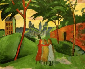 Paesaggio con tre ragazze da August Macke