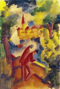 Uomini sulla strada vicino al lago da August Macke
