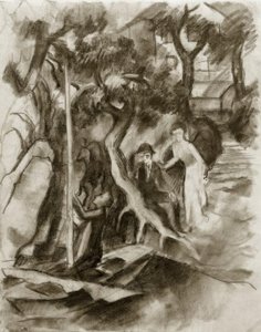 Coppia vicino alla barca a vela da August Macke