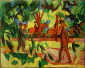 Cavalieri e passeggiatori nel viale da August Macke