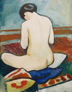 Nudo seduto con cuscino