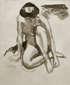 Nudo seduto, piegato in avanti da August Macke