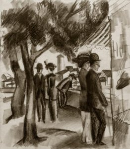 Passeggiatori sotto gli alberi da August Macke