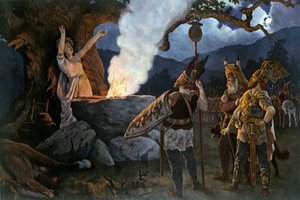 Guerrieri celtici consultano una sacerdotessa da August Wilhelm Dieffenbacher