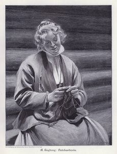 Ritratto di una donna che lavora a maglia da August Wilhelm Nikolaus Hagborg