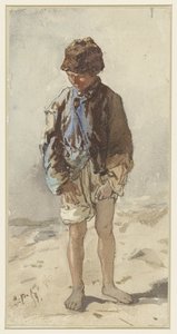 Ragazzo ungherese, in piedi e di fronte, a piedi nudi e con un cappello di pelliccia da August Xaver Carl von Pettenkofen
