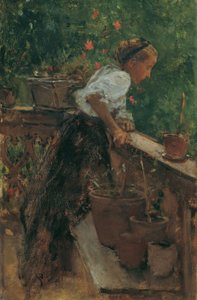 Ragazza contadina sul balcone da August von Pettenkofen