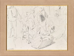 Donne con fazzoletti e culla da August von Pettenkofen