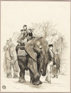 Elefante con cavalieri nel Jardin des Plantes, Parigi da Auguste Andre Lancon