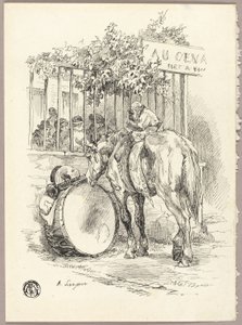 Cavallo con scimmia sulla schiena da Auguste Andre Lancon