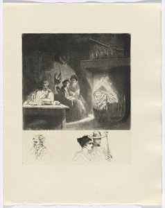 Frédéric Mistral: Mémoires et Recits di Frédéric Mistral: scena di famiglia/ busto di tre figure (inserto dopo p. 48) da Auguste Brouet