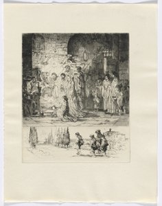 Frédéric Mistral: Mémoires et Recits di Frédéric Mistral: natività/ figure che camminano su una strada (inserto dopo p. 32) da Auguste Brouet