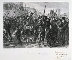 Soldati francesi in partenza per Buzenval, Assedio di Parigi, Guerra franco-prussiana, 18 gennaio 1871 1872 da Auguste Bry