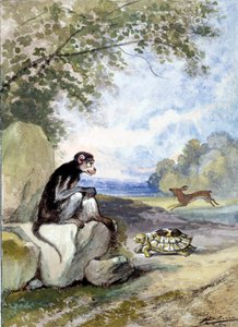 Illustrazione della favola "La lepre e la tartaruga" di Jean de La Fontaine da Auguste Delierre