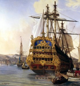 La nave Le Foudroyant nel porto di Brest nel 1724 (dettaglio)
