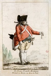 Il coraggioso Slice Mountain che indossa il suo orologio a Piety Mountain. In "Costumi del tempo della Rivoluzione 1790-1793" da Auguste Etienne fils Guillaumot