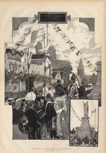 Inaugurazione della Statua di Papa Urbano II a CHATILLON-SUR-MARNE il 21 luglio 1887. Disegno dal vero di Auguste Francois Marie Gorguet (1862-1927), in Paris illustrious del 1887. da Auguste Francois Gorguet