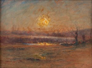 Tramonto sullo stagno in campagna da Auguste Francois Ravier