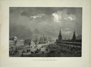 File superiori di commercio alla Piazza Rossa di Mosca da Auguste Jean Baptiste Antoine Cadolle