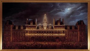Illuminazione del municipio per la festa di Re Luigi Filippo I da Auguste Jean Simon Roux