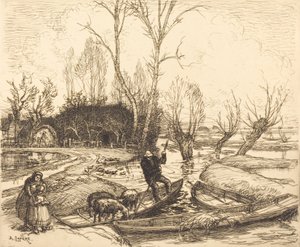 Nel Marais Inondato - Il Pastore da Auguste Lepere