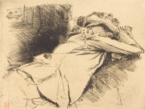 Donna reclinata che dorme da Auguste Lepere