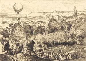 Il pallone che cade, a Pre-Saint-Gervais, 1910 da Auguste Lepere