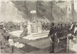 Battesimo reale alla corte di Spagna da Auguste Lepère after Daniel Vierge