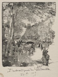 Il Boulevard vicino al Vaudeville da Auguste Louis Lepère