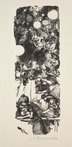 14 luglio, Rue de Belleville, mezzanotte da Auguste Louis Lepère