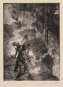 Foresta di Fontainebleau: Bruciatori di felci, 1890 da Auguste Louis Lepère